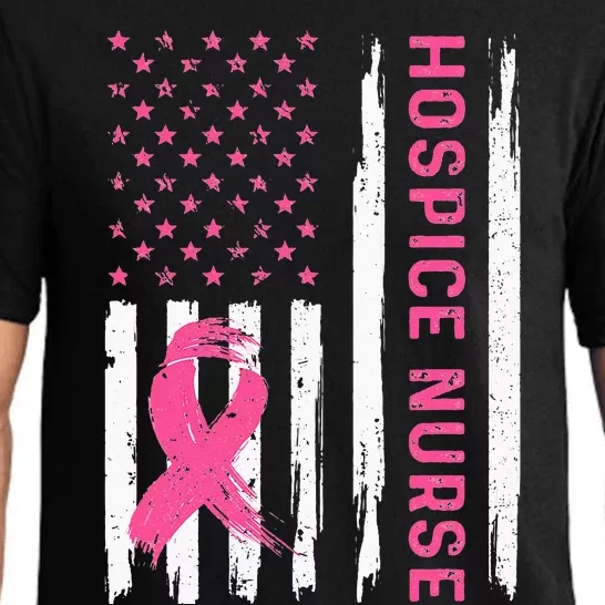 Hospice Nurse American Flag Nurse Breast Cancer Awareness Pajama Set