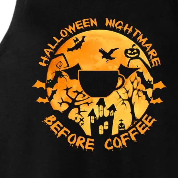 Halloween Nightmare Before Coffee Gift Ladies Tri-Blend Wicking Tank