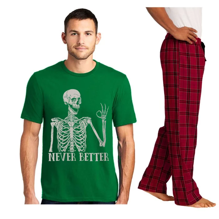 Halloween Never Better Skeleton Funny Skull Pajama Set