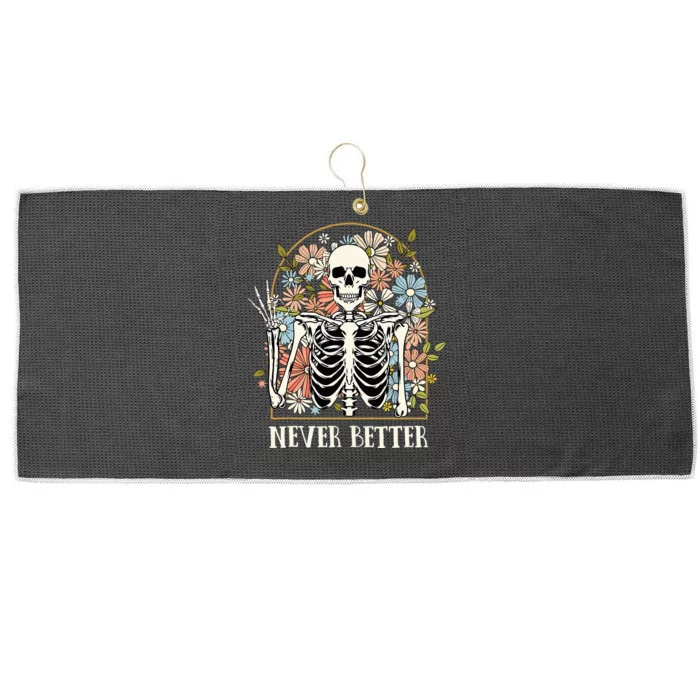 Halloween Never Better Skeleton Floral Skull Large Microfiber Waffle Golf Towel