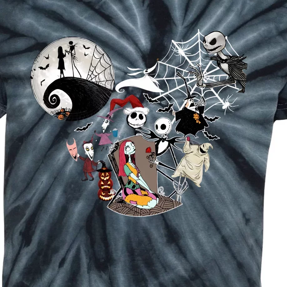 Head Nightmare Before Jack And Sally Halloween Oogie With Bash Kids Tie-Dye T-Shirt