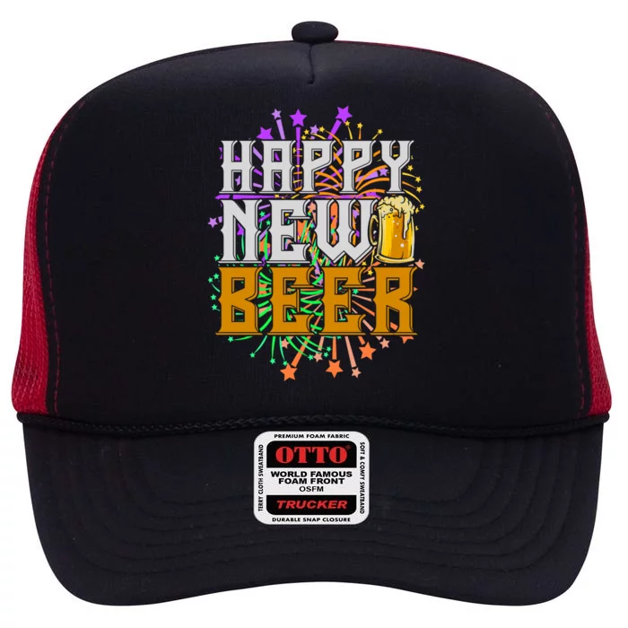 Happy New Beer New Year's Eve Beer Meaningful Gift High Crown Mesh Trucker Hat