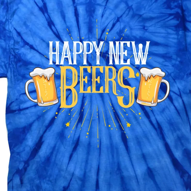 Happy New Beers Funny New Year Party New Year's Eve Funny Gift Tie-Dye T-Shirt