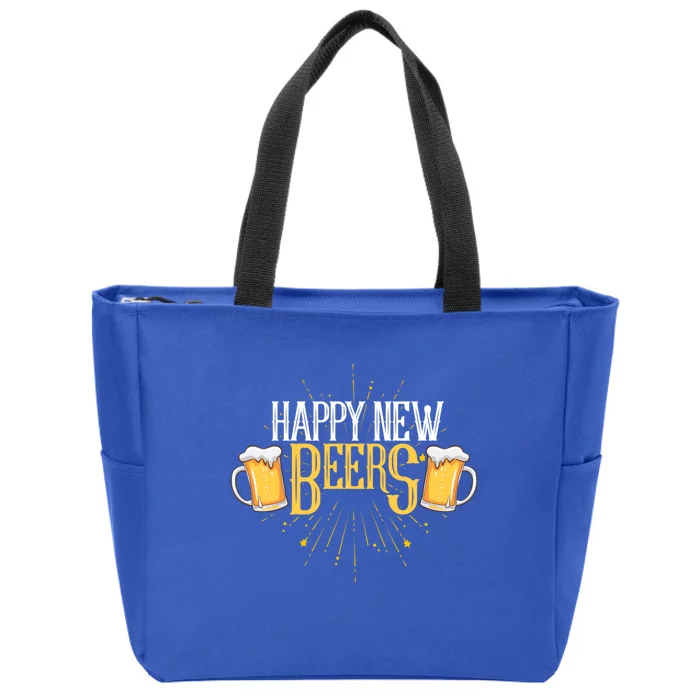 Happy New Beers Funny New Year Party New Year's Eve Funny Gift Zip Tote Bag