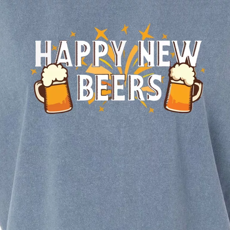 Happy New Beers New Year NYE Party Funny Garment-Dyed Women's Muscle Tee