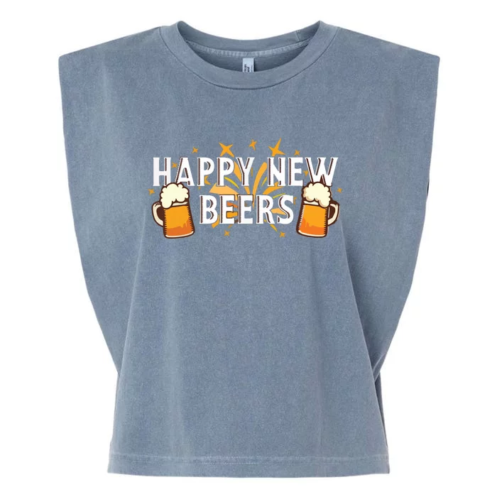 Happy New Beers New Year NYE Party Funny Garment-Dyed Women's Muscle Tee