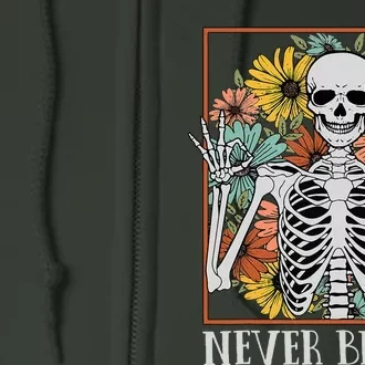 Halloween Never Better Skeleton Floral Skull Full Zip Hoodie