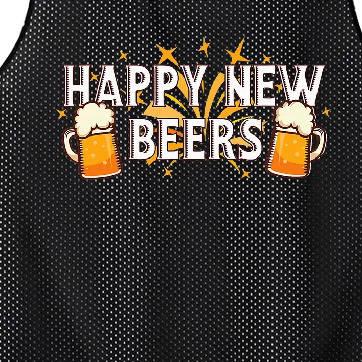 Happy New Beers  New Year NYE Party Funny New Years Eve Mesh Reversible Basketball Jersey Tank