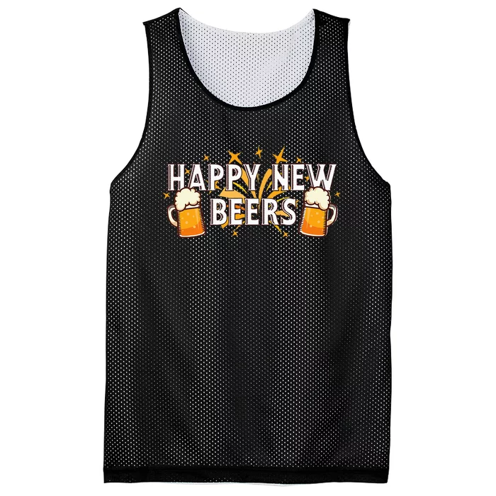 Happy New Beers  New Year NYE Party Funny New Years Eve Mesh Reversible Basketball Jersey Tank