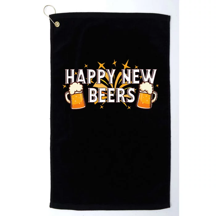 Happy New Beers  New Year NYE Party Funny New Years Eve Platinum Collection Golf Towel