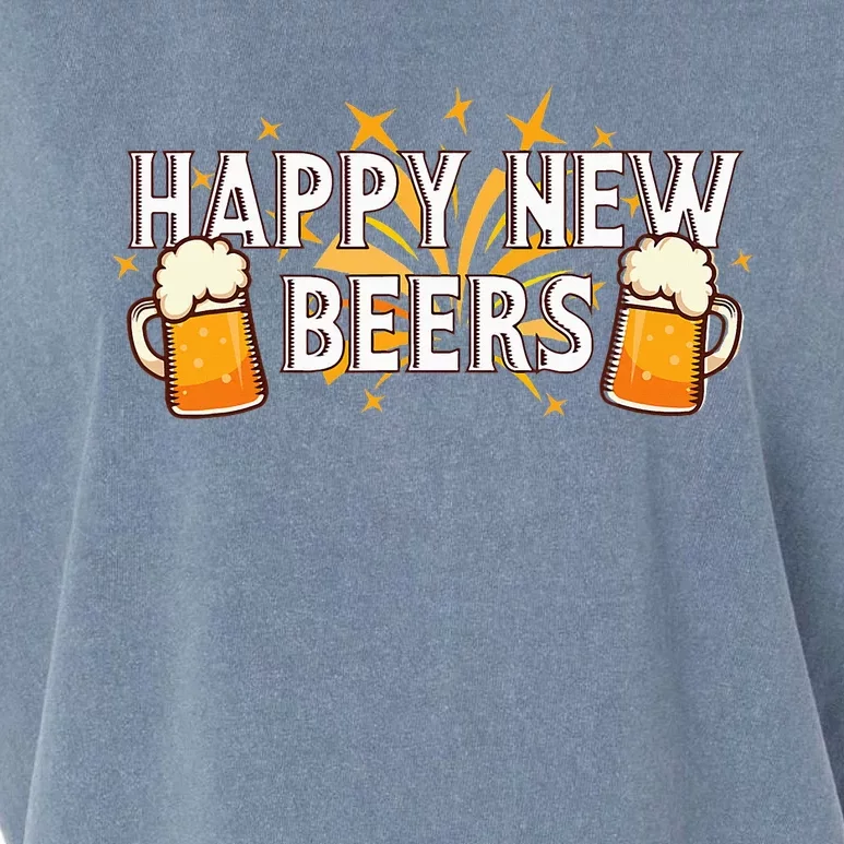 Happy New Beers  New Year NYE Party Funny New Years Eve Garment-Dyed Women's Muscle Tee