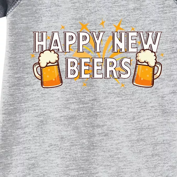 Happy New Beers  New Year NYE Party Funny New Years Eve Infant Baby Jersey Bodysuit