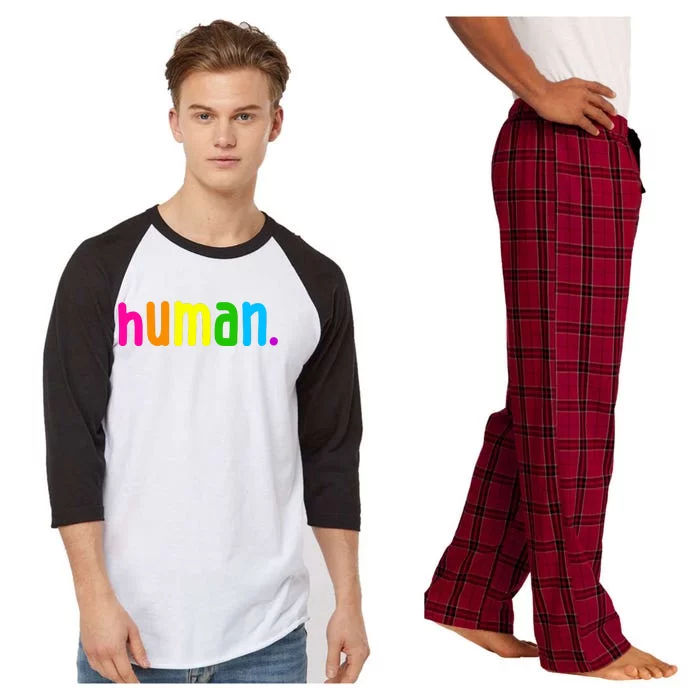 Human Neon Colorful Raglan Sleeve Pajama Set