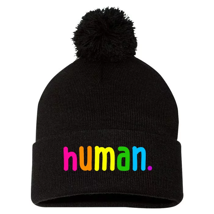 Human Neon Colorful Pom Pom 12in Knit Beanie