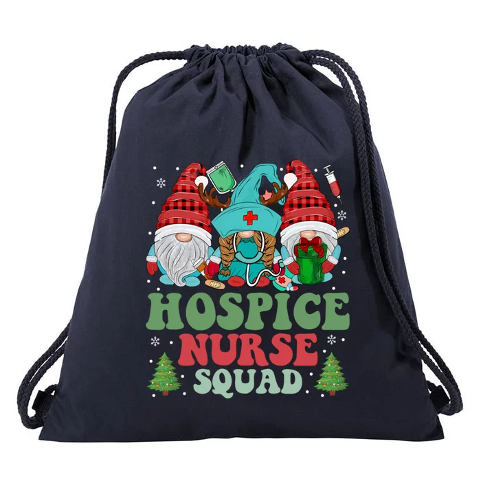 Hospice Nurse Christmas Gnomes Nurse Squad Appreciation Gift Drawstring Bag