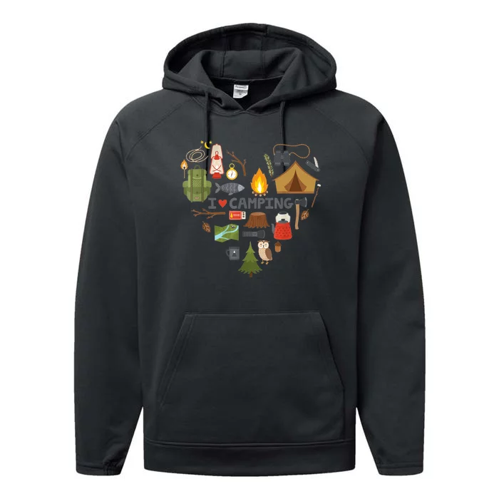 Hiking Nature Climbing Camp Lover Nature I Love Camping Performance Fleece Hoodie