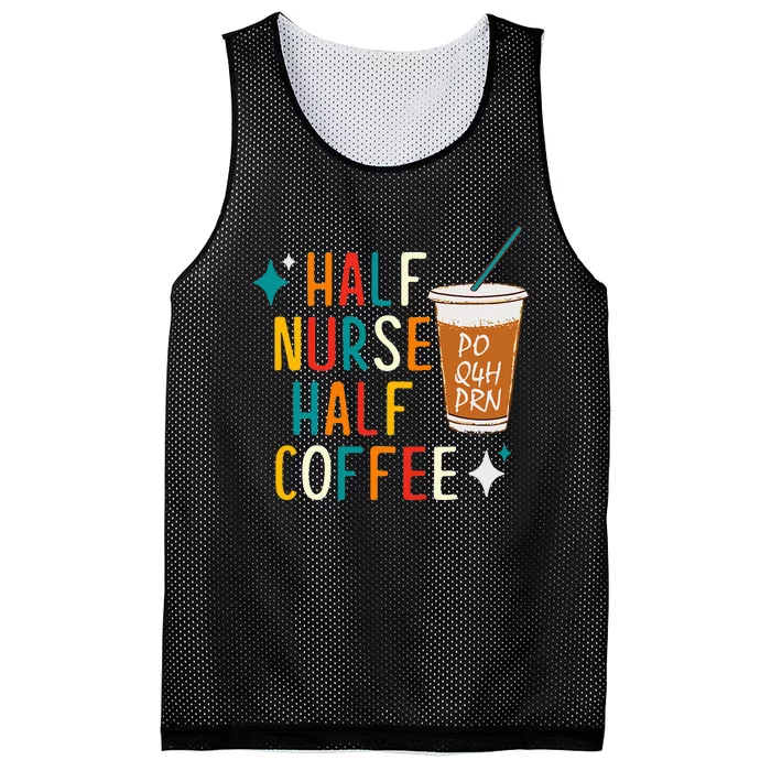 Half Nurse Coffee Nurse Gifts Nurse Week Gifts Funny Nurse Mesh Reversible Basketball Jersey Tank