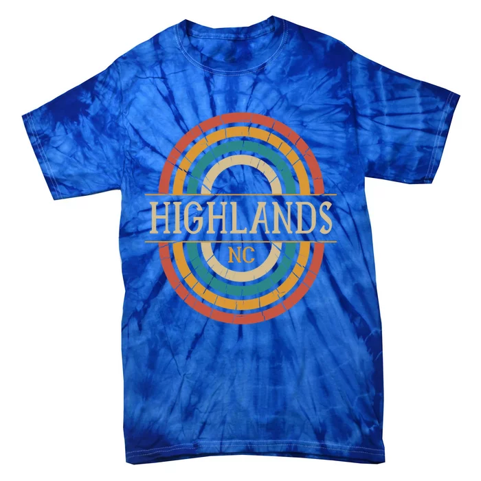 Highlands North Carolina Vintage Nc Distressed 70s 80s Retro Gift Tie-Dye T-Shirt