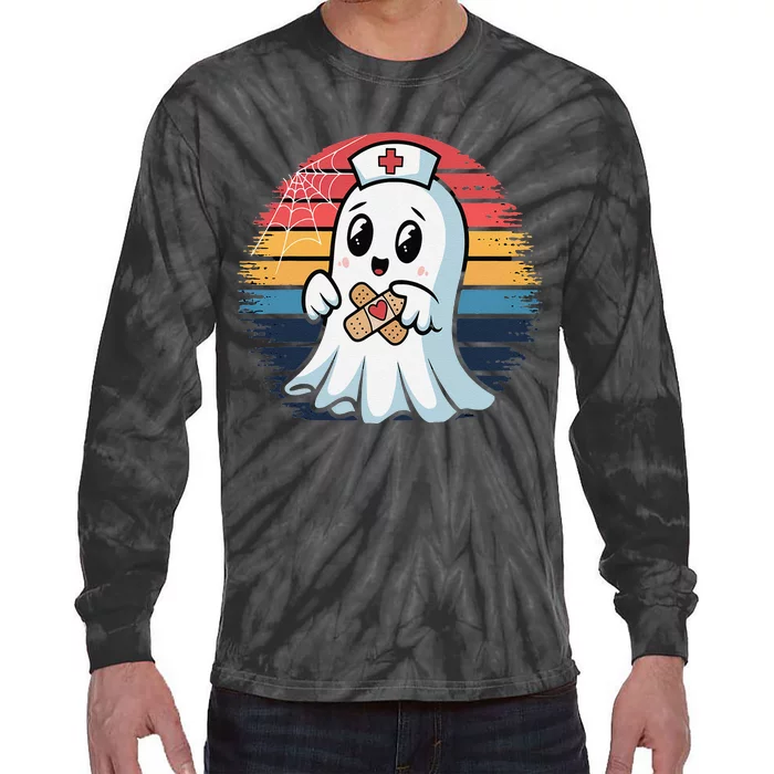 Halloween Nurse Crew Hospital First Aid Nursing Tie-Dye Long Sleeve Shirt