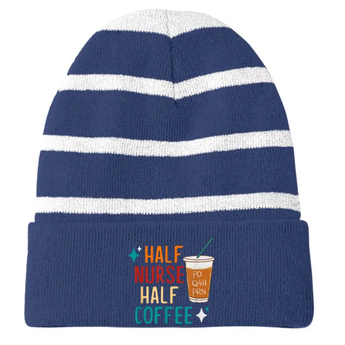 Half Nurse Coffee Nurse Gifts Nurse Week Gifts Funny Nurse Striped Beanie with Solid Band