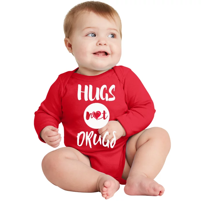 Hugs Not Drugs say no to drugs Red Ribbon week  gift Baby Long Sleeve Bodysuit