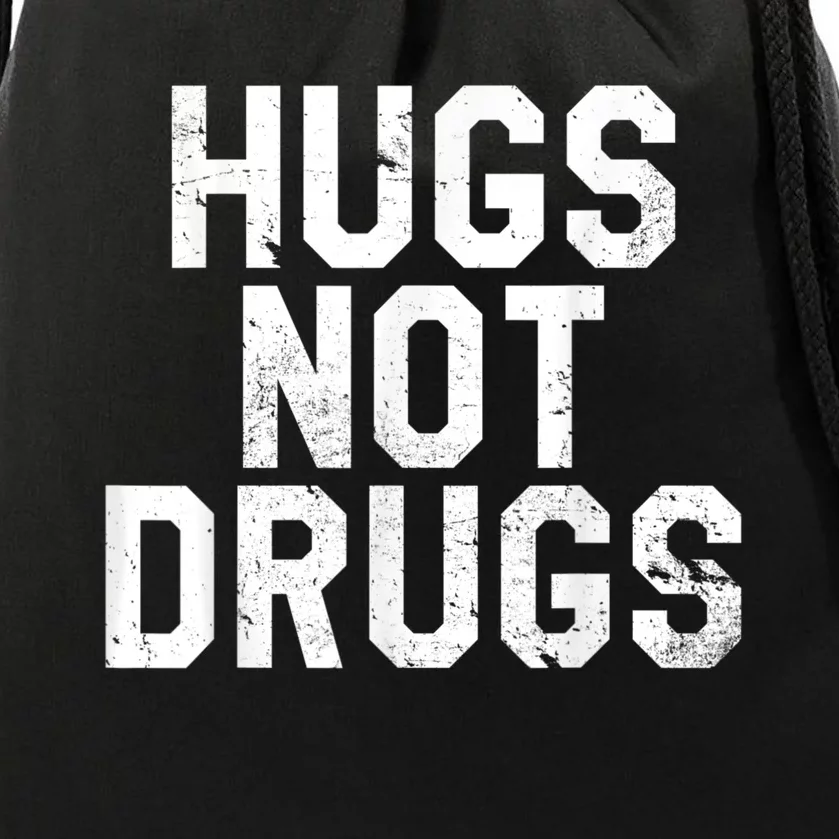 Hugs Not Drugs Distressed Jumbo Print Graphic Drawstring Bag