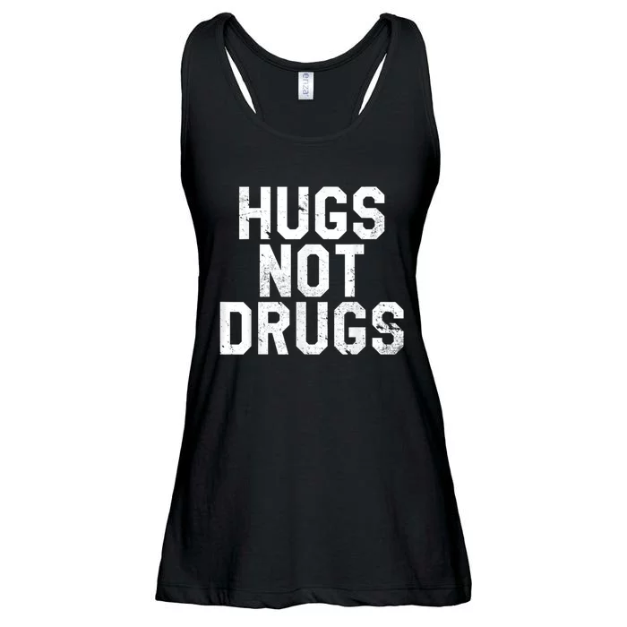 Hugs Not Drugs Distressed Jumbo Print Graphic Ladies Essential Flowy Tank