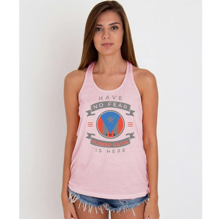 Have No Fear The Puerto Rican Is Here Women's Knotted Racerback Tank