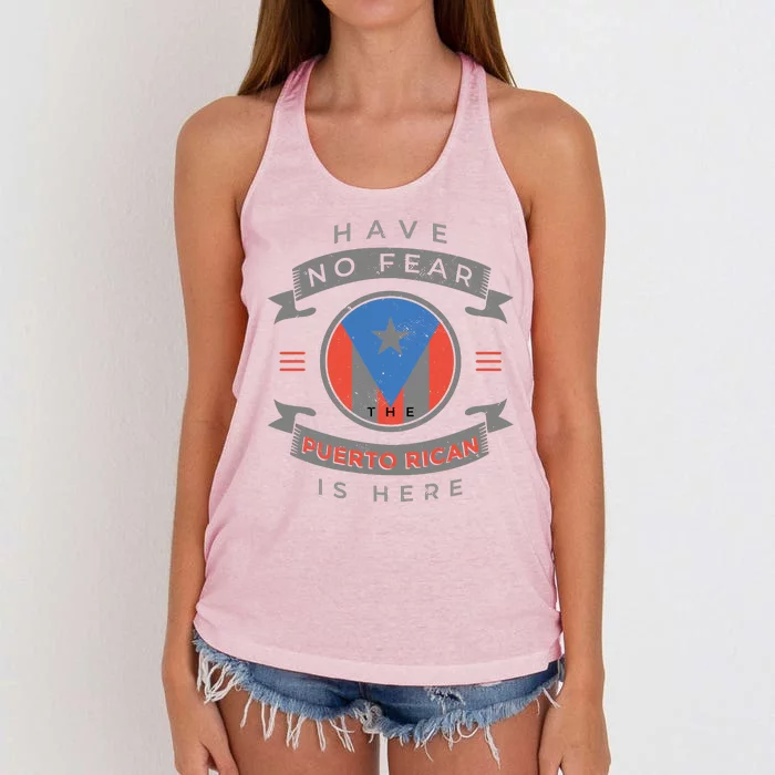 Have No Fear The Puerto Rican Is Here Women's Knotted Racerback Tank