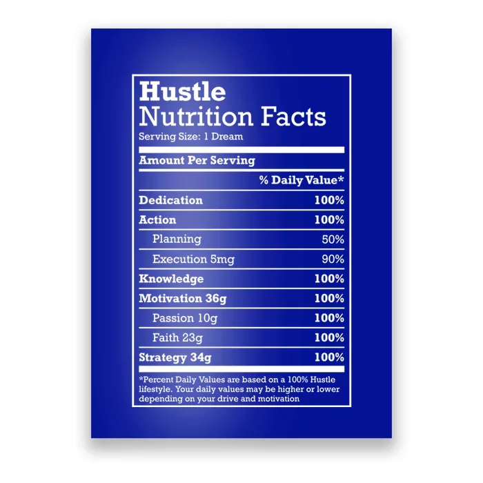 Hustle Nutrition Facts Hustle Hard Hip Hop Christmas Gift Meaningful Gift Poster