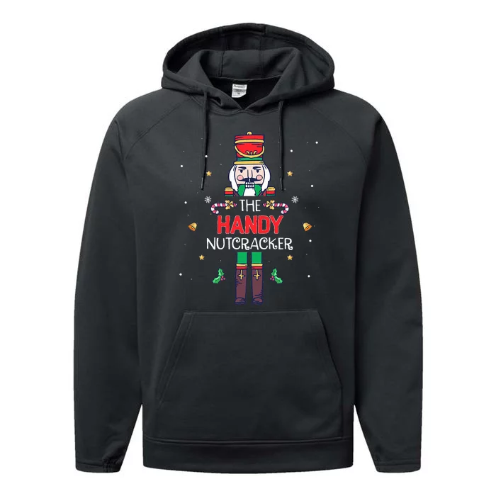 Handy Nutcracker Funny Christmas Family Matching Outfit Performance Fleece Hoodie