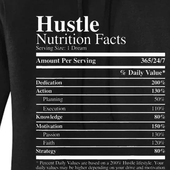 Hustle Nutrition Facts Hustle Hard Women's Pullover Hoodie