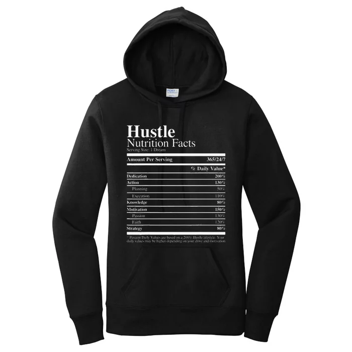 Hustle Nutrition Facts Hustle Hard Women's Pullover Hoodie