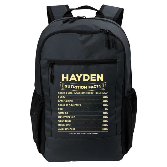 Hayden Nutrition Facts Personalized Name Quirky Funny Gift Daily Commute Backpack