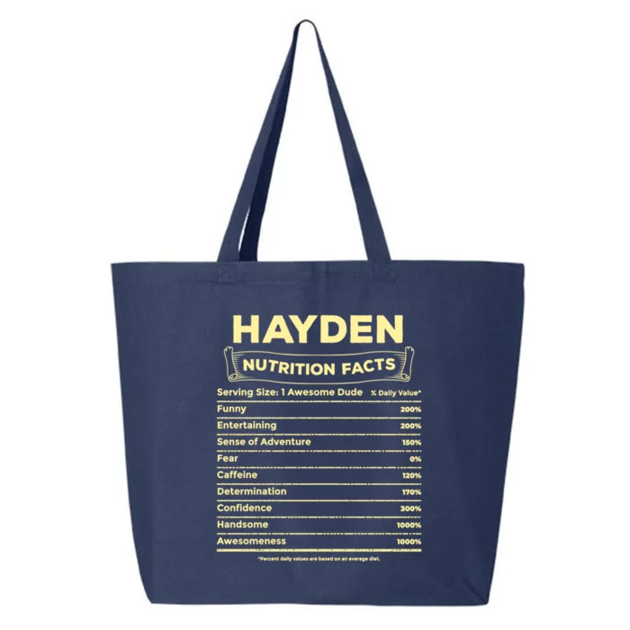 Hayden Nutrition Facts Personalized Name Quirky Funny Gift 25L Jumbo Tote