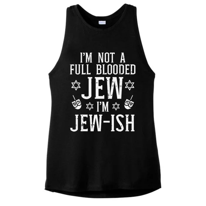 Hanukkah Not Full Blooded Jew Jewish Chanukah Ladies Tri-Blend Wicking Tank