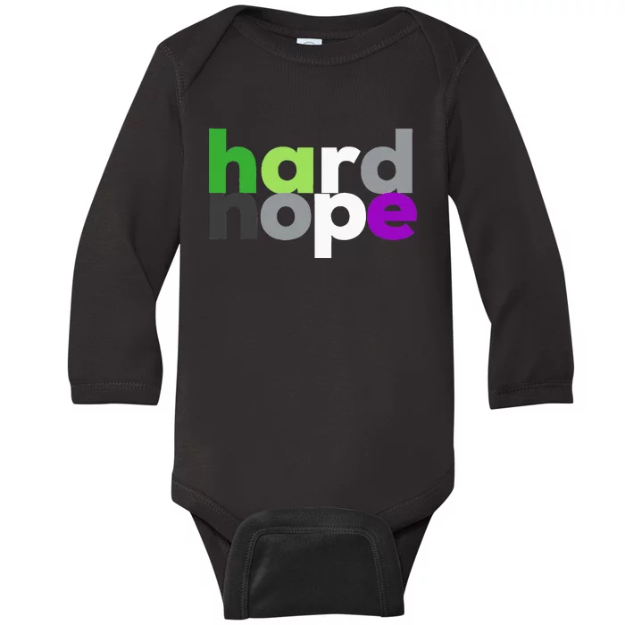 Hard Nope Funny Aroace Pride LGBT Aro Ace Aromantic Asexual Baby Long Sleeve Bodysuit