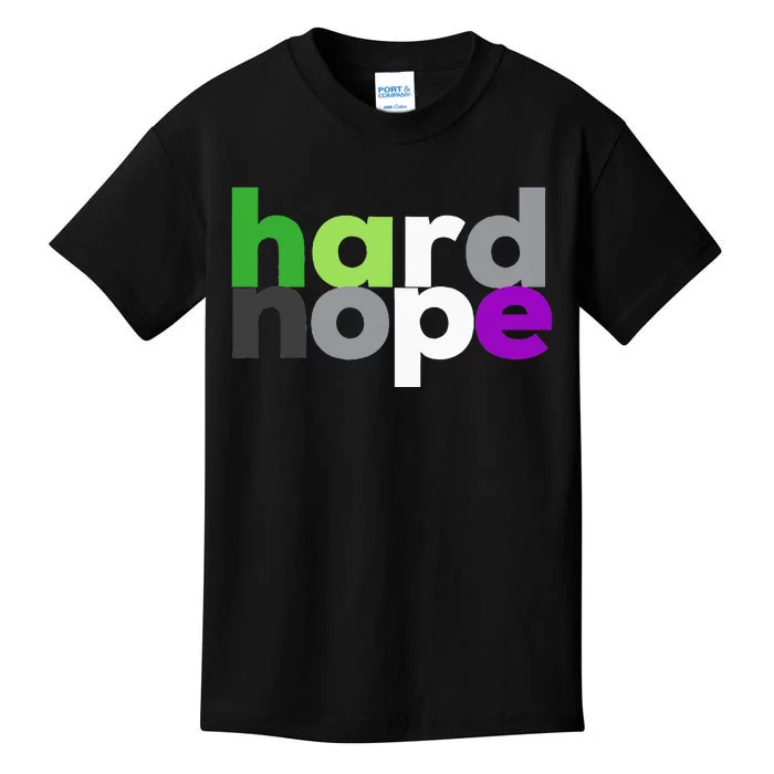 Hard Nope Funny Aroace Pride LGBT Aro Ace Aromantic Asexual Kids T-Shirt