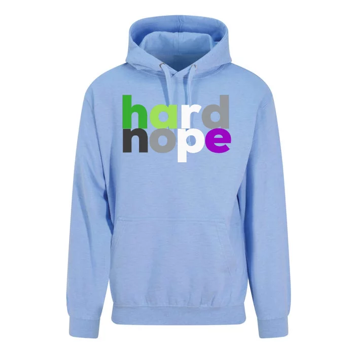 Hard Nope Funny Aroace Pride LGBT Aro Ace Aromantic Asexual Unisex Surf Hoodie