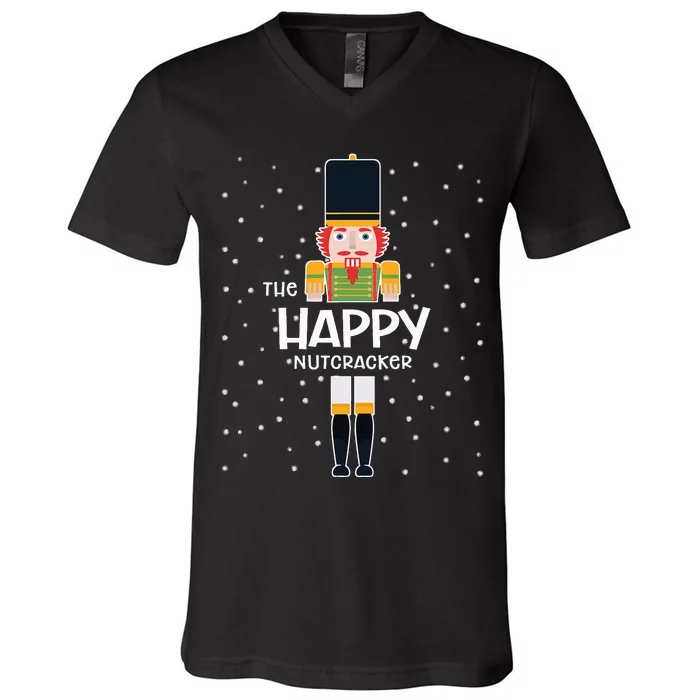 Happy Nutcracker Family Matching Funny Pajama V-Neck T-Shirt