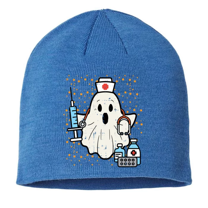 Halloween Nurse Ghost Boo Nursing Scrub Top Costume Cute Gift 8 1/2in Sustainable Knit Beanie