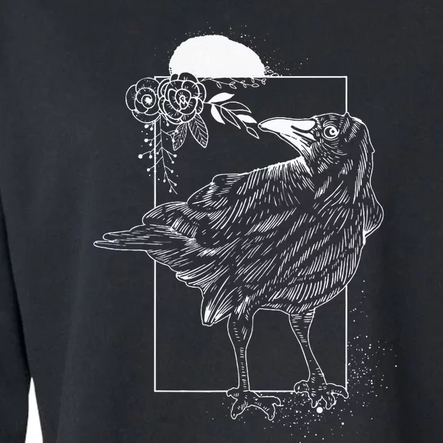 Halloween Night Gift Idea Birds Crow Cropped Pullover Crew