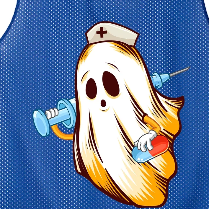 Halloween Nurse Ghost Scrub Nursing Cute Meaningful Gift Mesh Reversible Basketball Jersey Tank