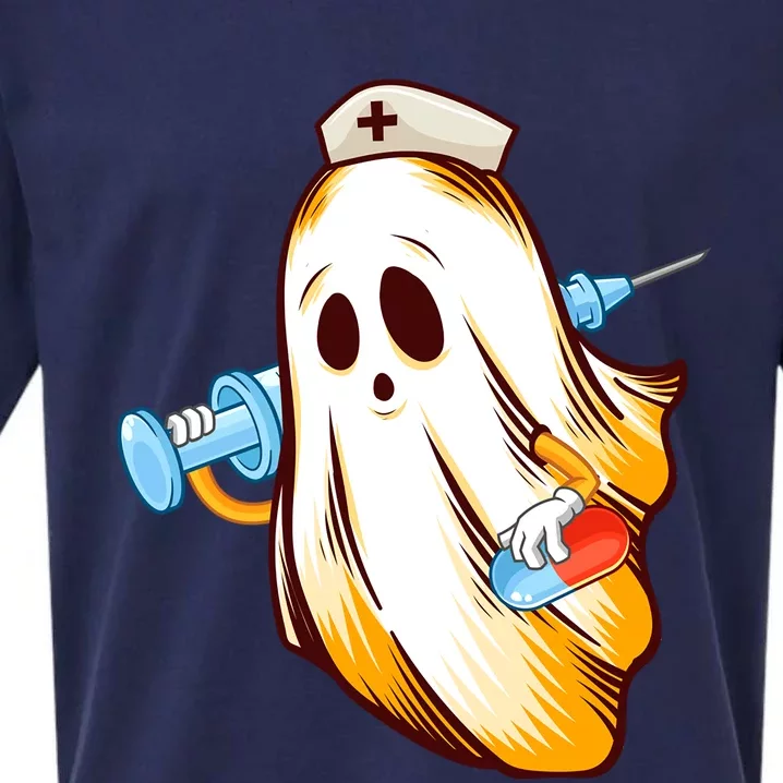 Halloween Nurse Ghost Scrub Nursing Cute Meaningful Gift Sueded Cloud Jersey T-Shirt