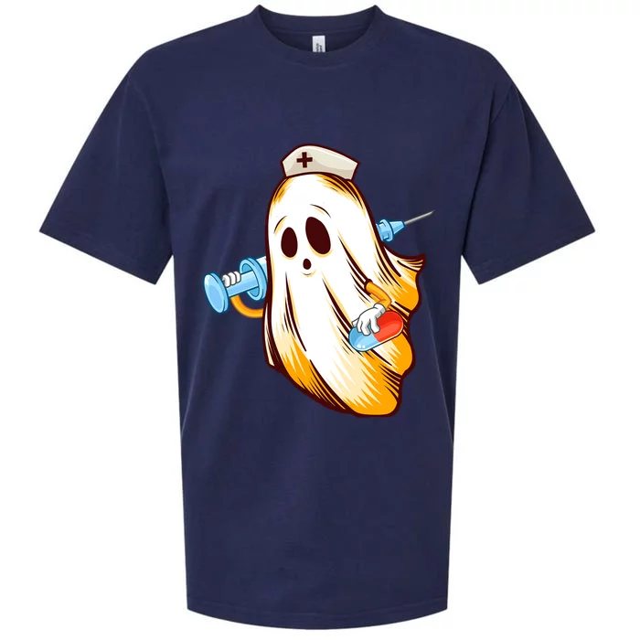 Halloween Nurse Ghost Scrub Nursing Cute Meaningful Gift Sueded Cloud Jersey T-Shirt