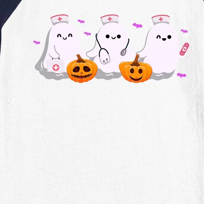 Halloween Nurse Ghosts Boo Crew Baseball Sleeve Shirt