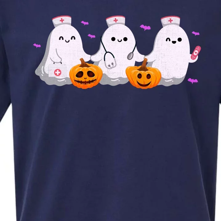 Halloween Nurse Ghosts Boo Crew Sueded Cloud Jersey T-Shirt