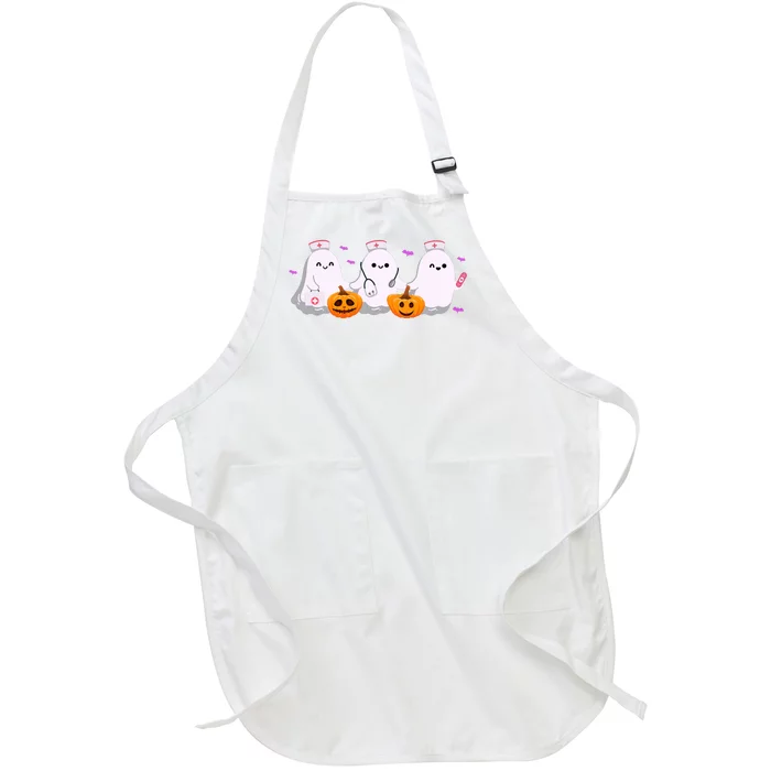 Halloween Nurse Ghosts Boo Crew Full-Length Apron With Pocket