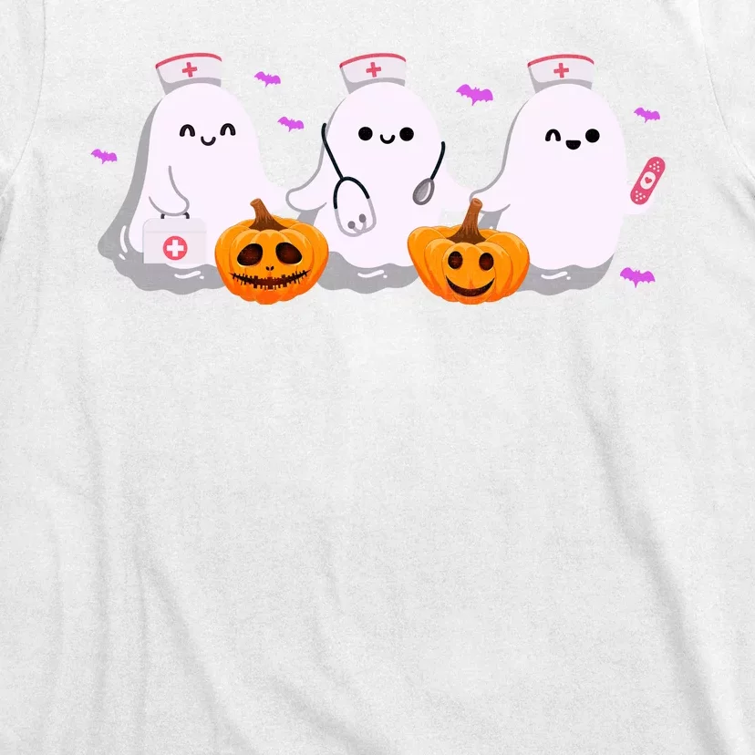 Halloween Nurse Ghosts Boo Crew T-Shirt