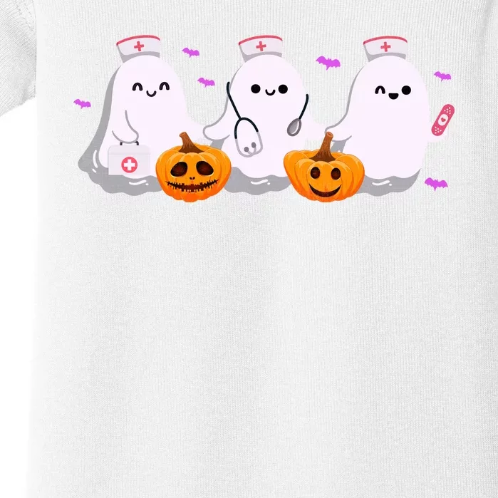 Halloween Nurse Ghosts Boo Crew Baby Bodysuit